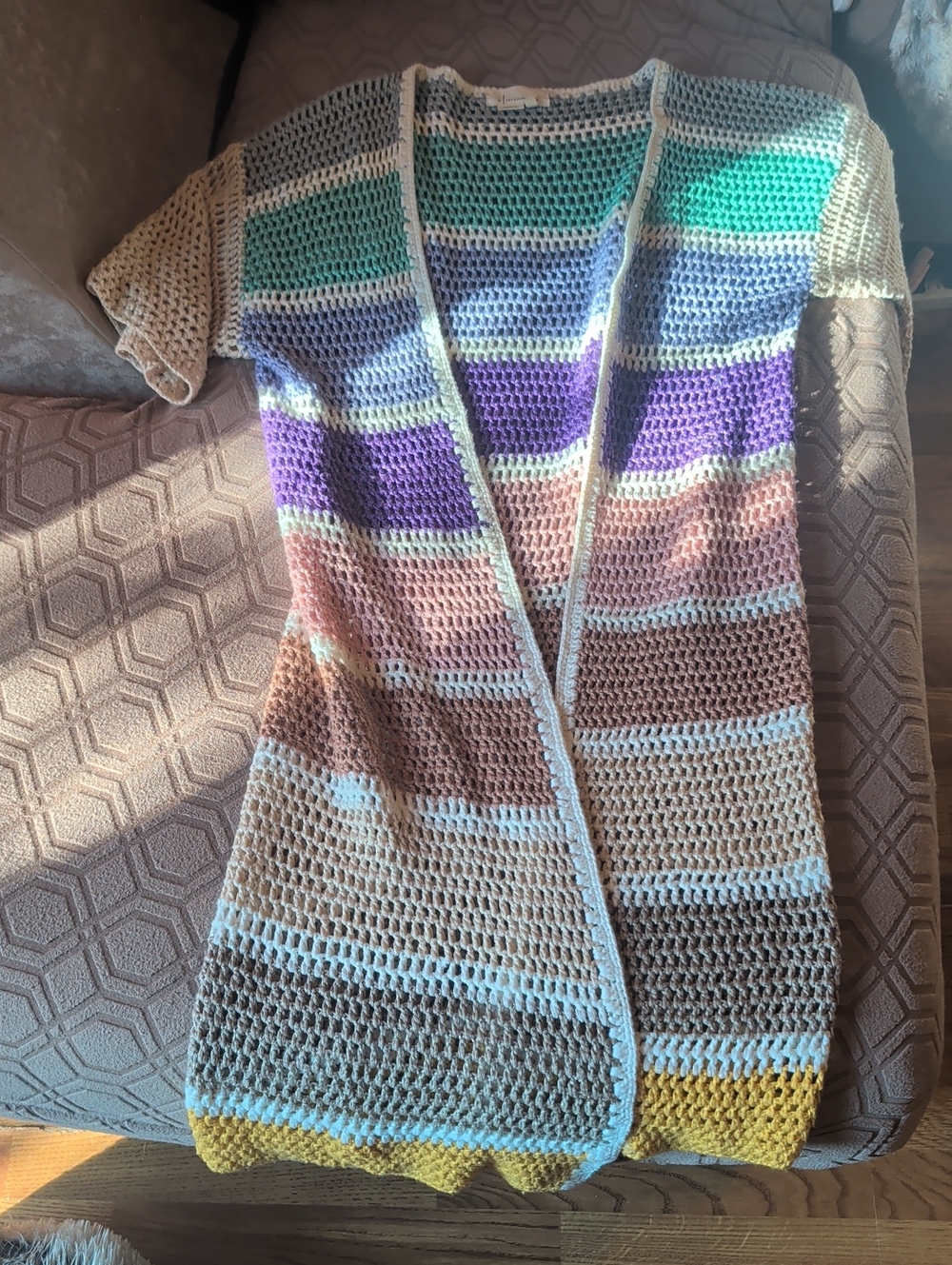 Anthropologie Striped Crochet Open-Front Women’s Sweater - Multicolor